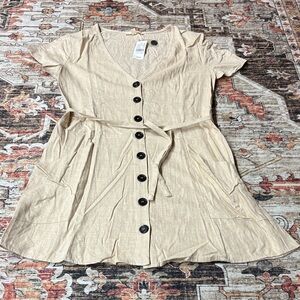 NWT PacSun LA Hearts Linen Blend Short Sleeve Button Down Mini Dress sz L